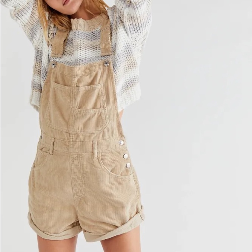Free People Tan Corduroy Romper